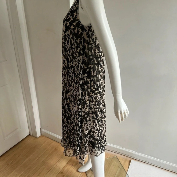 Women's Calypso St. Barth Size S Black White Silk Midi Dress Boho Coastal - Picture 3 of 10